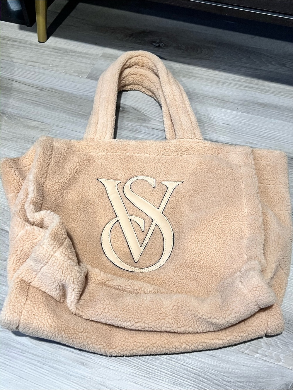 Victoria's Secret Plush Teddy Tote in Light Beige